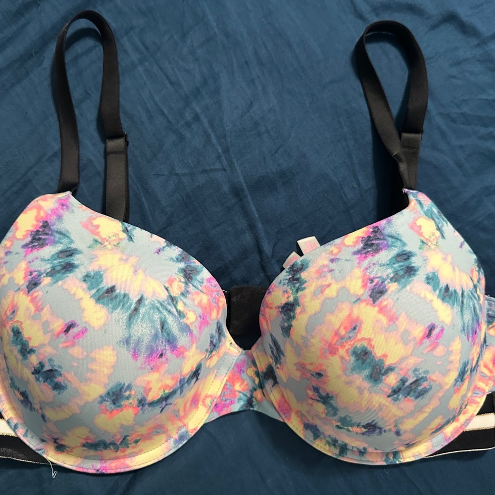 PINK Victoria's Secret Pink and Blue Tie-Dye Bra